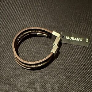 Murano Dual Brown Leather Men's Bracelet